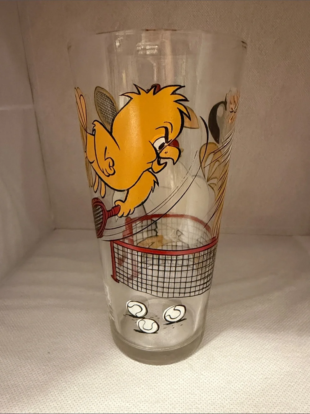 Pepsi Vintage Chicken Cartoon Glass with Red, Yellow, White Accents